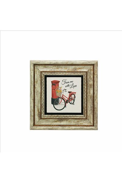 Sadrazam Natural Stone Painting with Dutch Bicycle Image Printed (20 X 20 Krg-33)