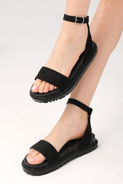Mio Gusto Susana Black Color Ankle Strap Women's Sandals