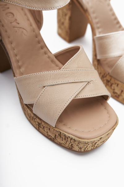 Limoya Hera Nud Cross Strapped Platform Heeled Women's Sandals