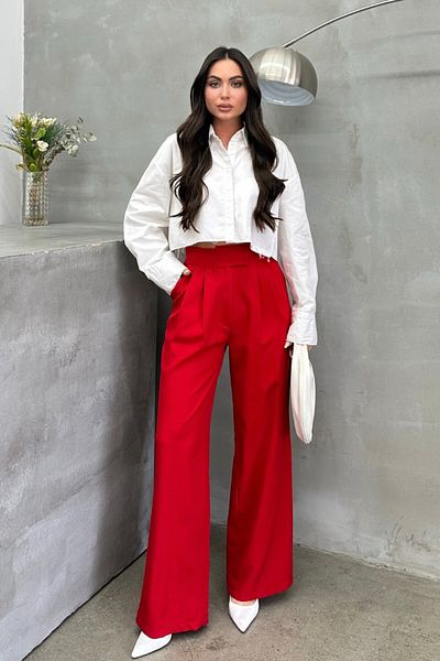 msm fashion Women's Palazzo Trousers with Velcro Waist, Double Pockets, Wide Leg Trousers