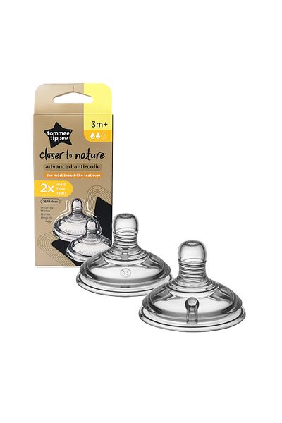 tommee tippee Tommee Tippee Closer To Nature Advanced Anti Colic Medium Flow Teats (3m+) Teats x2