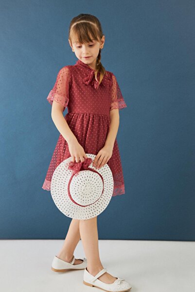 Perendi Φόρεμα για κορίτσια - Καπέλο και Λεπτομέρεια γιακά αεροσυνοδού, Cherry