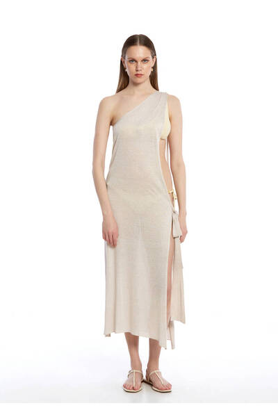 Knitss Rochie asimetrică croială din tricotaje bej