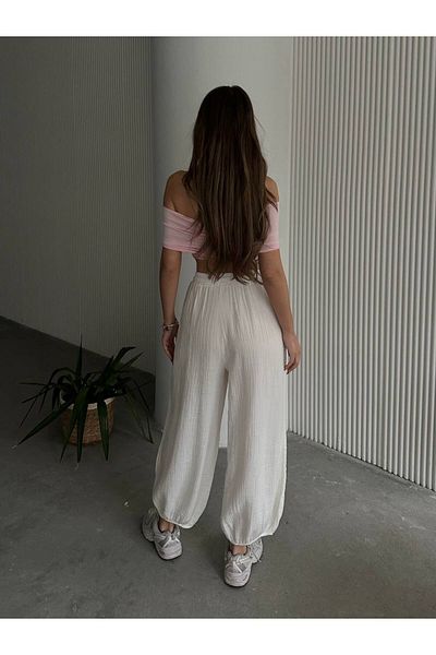 İLKCET MODA Muslin Fabric Oversize Shalwar Trousers