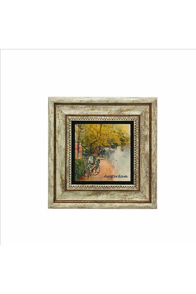 Sadrazam Amsterdam Visual Printed Natural Stone Painting (20 X 20 Krg-13)