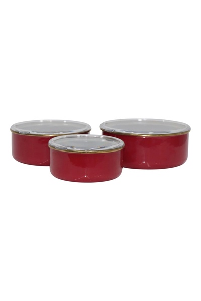 PR HOME Enamel Red Triple Storage Set