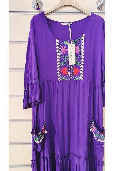 Park Moda Rochie autentică cu detaliu lung de broderie