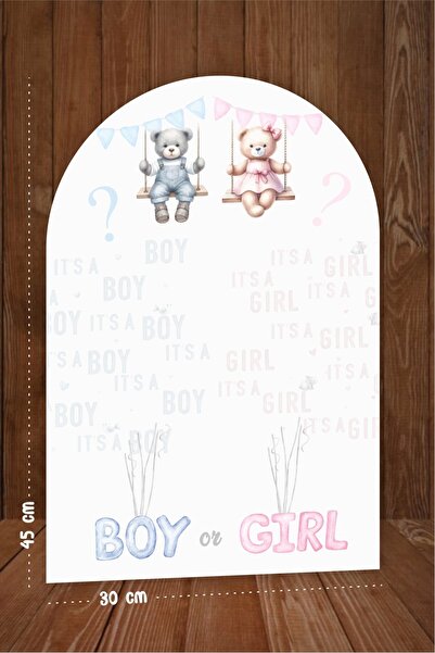 neşeli günlerim Panou de predicție a genului cu baloane, fată sau băiat, băiat sau fată - Panou cu picioare de 45 cm