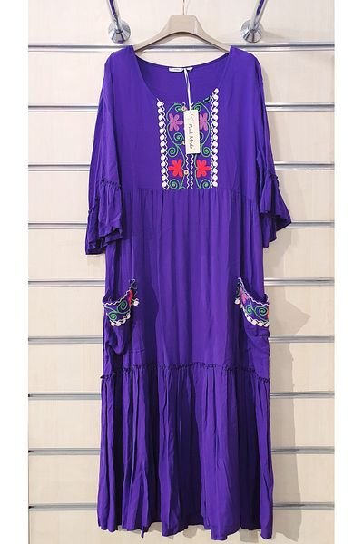 Park Moda Rochie autentică cu detaliu lung de broderie