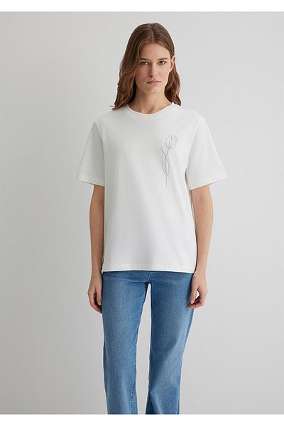 Mavi Printed Ecru T-Shirt Regular Fit 1613134 -70057