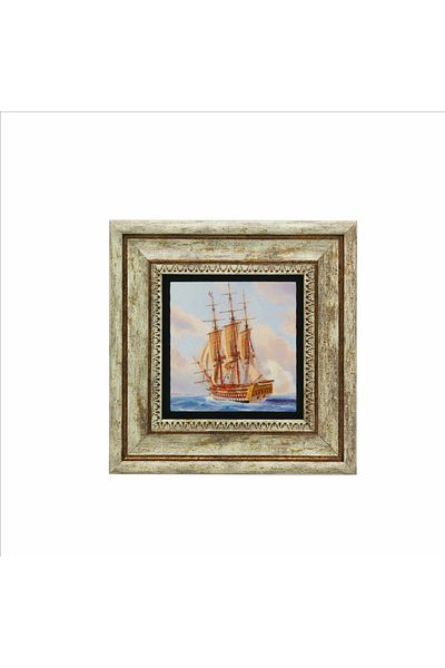 Sadrazam French Ship Official Printed Natural Stone Painting (20 X 20 Krg-132)