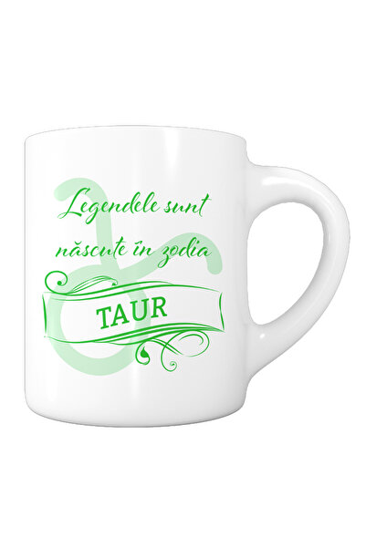 OEM Cană albă personalizată „Legendele se nasc în Taur”, INOVATIX®. 330ml