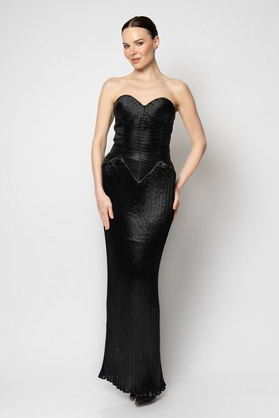 RENGIN Sweetheart Neckline Bodice Empire Pleated Evening Dress