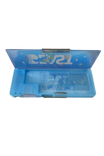 tüftürük Pencil Case Dinosaur Blue Double Compartment Water Cover with Sharpener