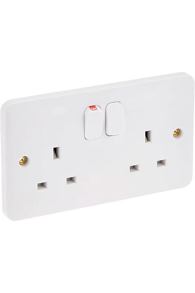 modi 13A 2 Gang Switched Socket, Single Pole MD-HWD5038