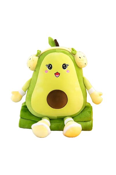 ABYZ Multifunctional plush toy dimensions 25x30x30cm with fluffy blanke 180x100cm Avocado pattern Green