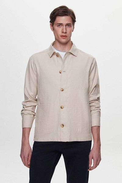 D'S Damat Μπουφάν πουκάμισο γαμπρού σε μπεζ Relaxed Fit Ds