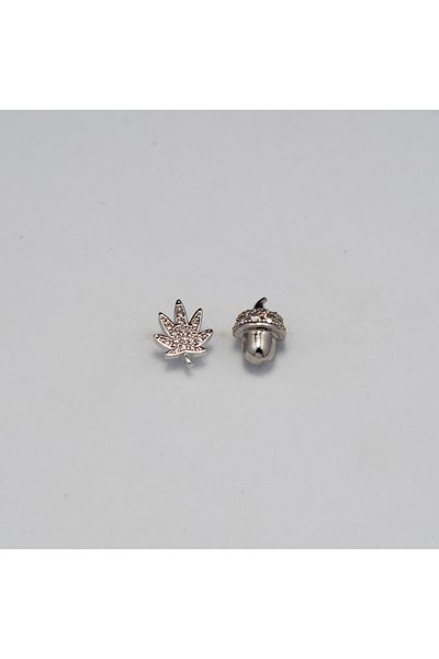 Piercing by Sever Combined Leaf and Bonito Piercing… Silver/Silver Color and Transparent Stone (Targus Helix Conch Flat)