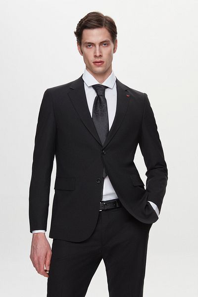 D'S Damat Ds Damat Regular Fit Black Plain Travel Suit