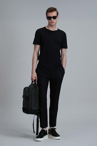 Lufian 111020203 Junya Men's Basic T-Shirt Men's T-Shirt Black