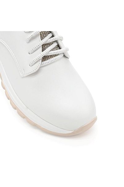 Tmall Pantofi casual de dama,Din piele ecologica,Cu siret,P1234,Alb