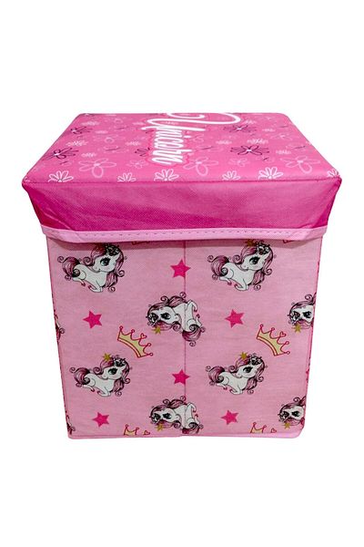 UNICORN Folding Stool with Storage Space, Box Type, Multicolor, Maximum 80 kg, 30x30x30 cm, Unicorn