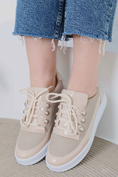 TOFİSA Kadın Bej Rugan Spor Ayakkabı - 27068