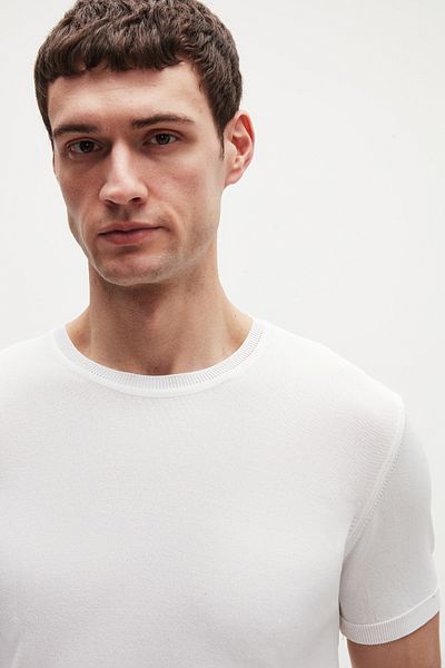 Twn Πλεκτό T-Shirt Slim Fit Ecru Rayon
