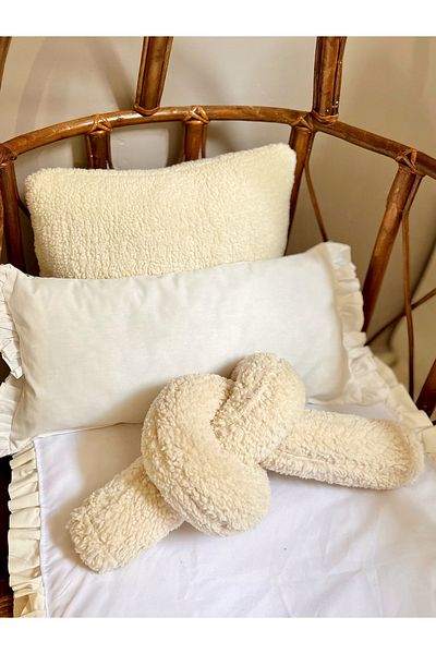 Cherry Bloom Cotton Teddy Plush Sausage Pillow