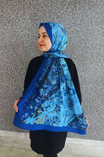 tarzınısec Şal de damă cu model retro Estascarf albastru