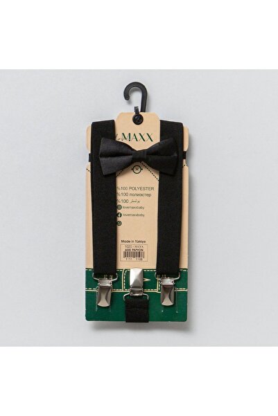 Genel Markalar Erkek Bebek Siyah Papyon ve Pantolon Askısı Seti (0-24 Ay)