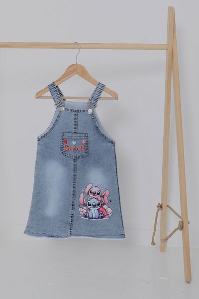 TOFİSA Girl's Blue Printed Denim Gilet - 27062