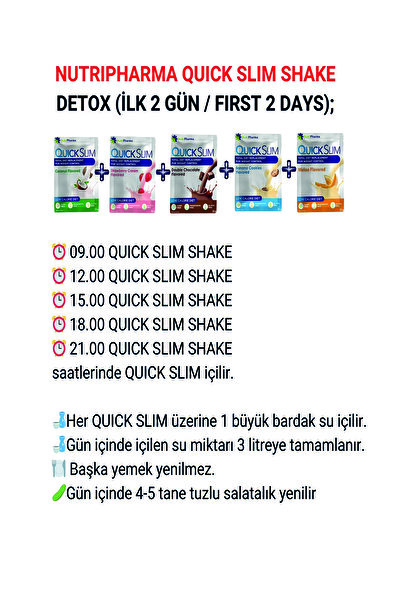 NUTRIPHARMA QUICK SLIM Quick Slim Mix, Öğün Yerine Geçen Shake, 30 Saşe, Karışık Kutu, Öğün Tozu