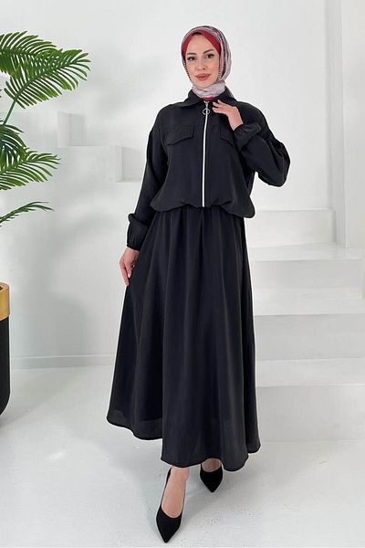 TOFİSA Elastic Skirt Suit Black - 27011