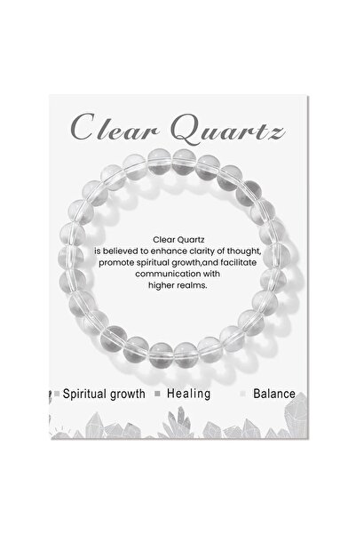 ESK KEHRİBAR سوار من حجر الكوارتز الشفاف - مجوهرات بسيطة مصنوعة يدويًا مقاس 8 مم