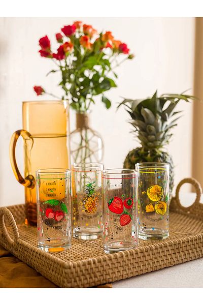 LC Waikiki Lcw Home Mixed Printed Glass Set of 4 Glasses 290 ml