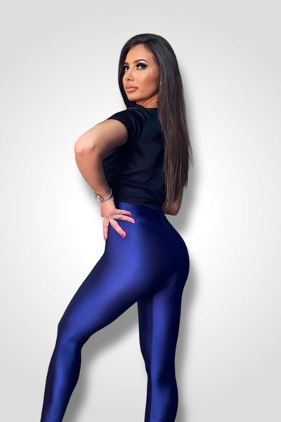 BOMBFIT Colanti Luciosi Navy Premium, talie inalta, din lycra, de dama