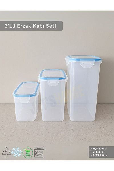 Jet's Home 3-Piece Food Container Set Vacuum Storage Container Air-Free Pulses Container Bpa Free