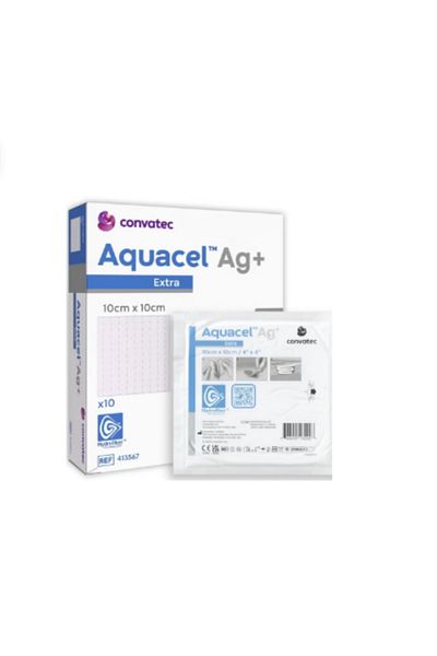 Convatec 10 pieces of Aquasil Silver Hydrofiber Bandage 10cm x 10cm