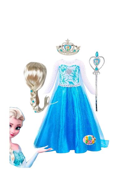 3b kids Set costum rochie Elsa cu peruca Frozen - tocuri design elsa