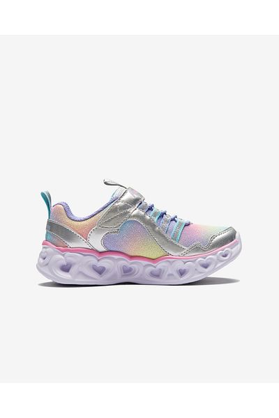 SKECHERS Rainbow Lux Heart Lights - Gray Big Girl's Sports Shoes302308l Smlt