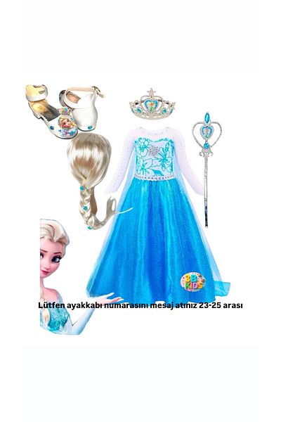 3b kids Set costum rochie Elsa cu peruca Frozen - tocuri design elsa