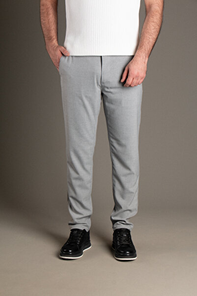 ZEKİ ÖZER Men's Light Gray Linen Trousers