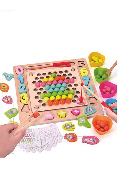 Other 4-in-1 Bead Catching & Fishing Educational Toy – Color Sorting & Fine Motor Skill Game for Kids