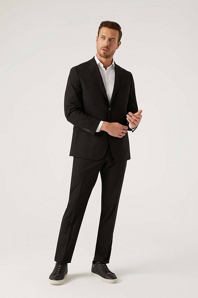 D'S Damat Ds Damat Comfort Fit Black Plain Travel Suit