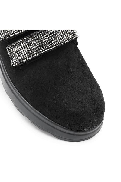 Tmall Women's casual shoes, Made of eco-leather suede, With Velcro, P1233, Black