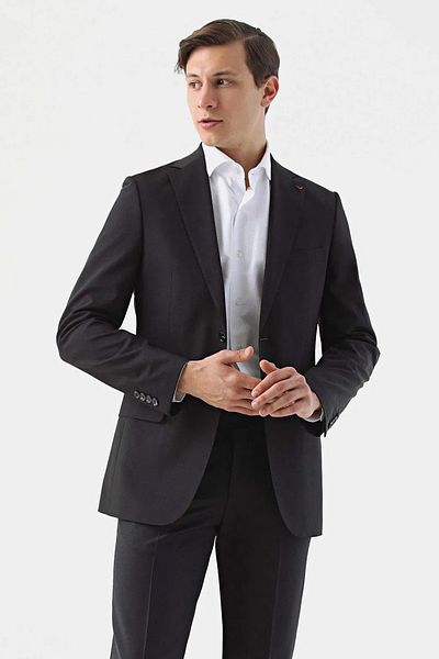 D'S Damat Ds Groom Slim Fit Black Plain Travel Suit
