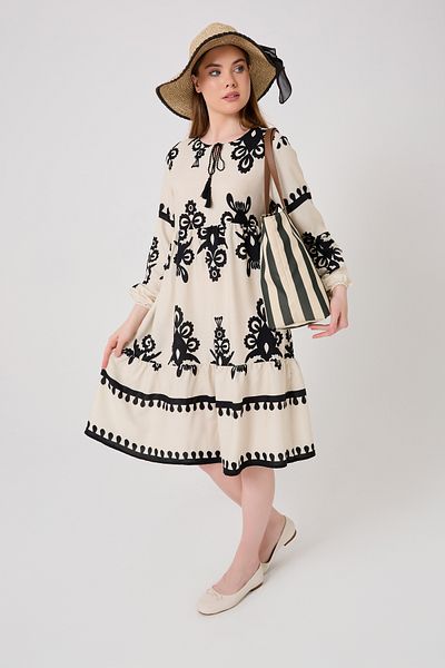 DEVRAN V-Neck Cotton Viscose Dress