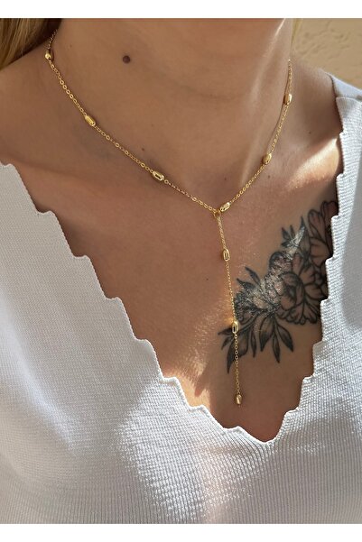 takıtarzım قلادة نسائية من سلسلة Y الذهبية