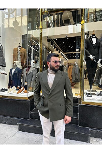 BT BABA TERZİ Modern Cut Belt Detailed Buckle Men's Jacket